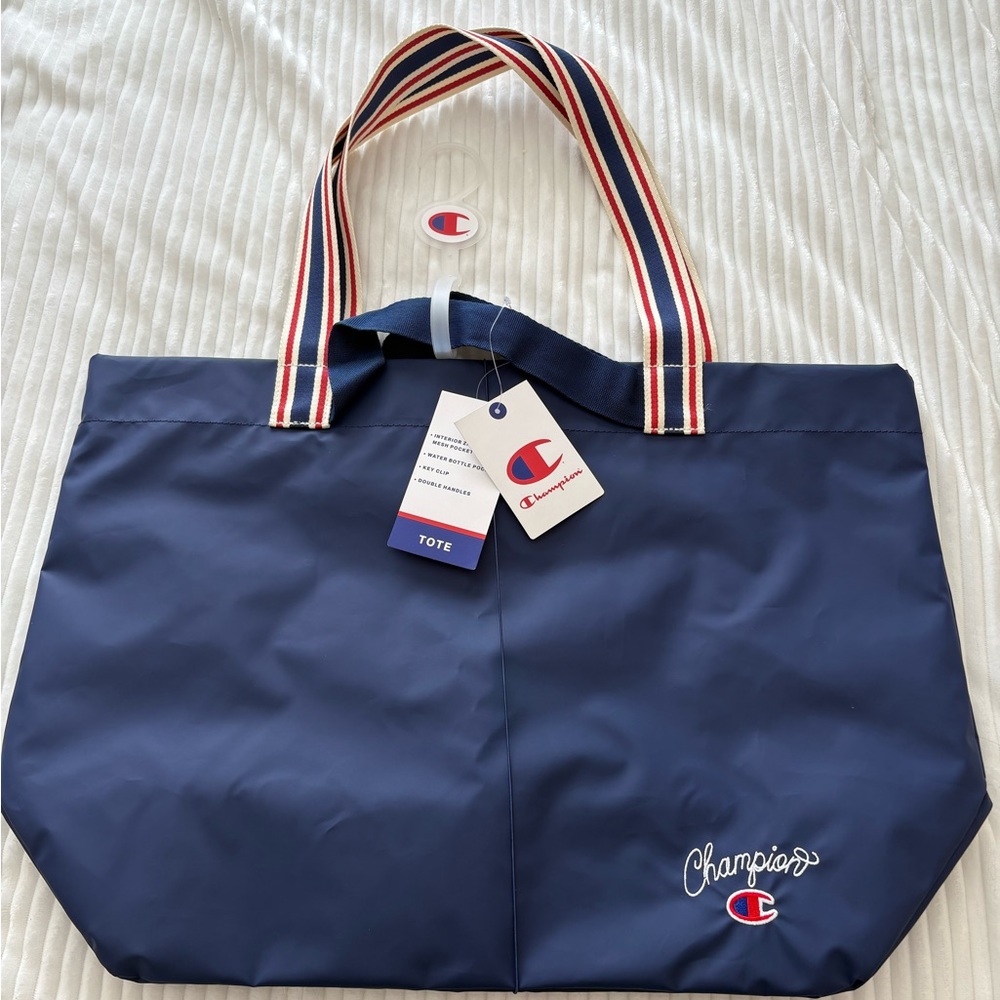 BRAND NEW with tags Champion Blue Everyday Tote Bag Striped Handles
